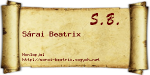 Sárai Beatrix névjegykártya